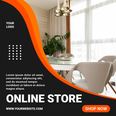 Curve Black And Orange Advertisement Instagram Post Design Template
