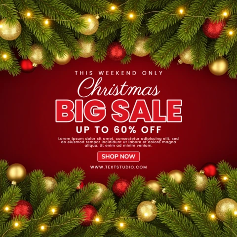Affiche de promotion de Noël pour les courses de vacances avec une lueur chaleureuse et un éclat saisonnier élégant