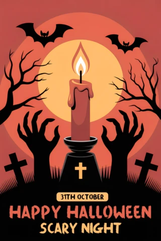 Spooky Halloween Candle Design Template for Posters