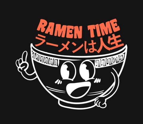 Modèle de design de t-shirt pour les amoureux de la nourriture japonaise, ramen et nouilles.