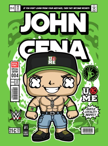 John Cena Cartoon Character Magazine Cover Design Template