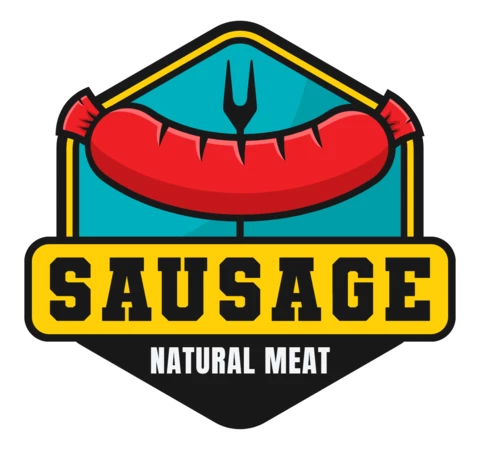 Modello di logo per salsiccia di carne naturale