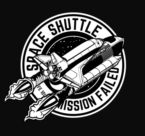 Space Shuttle Mission Failed Rocket T-shirt Design Template
