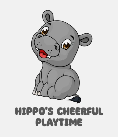 Cheerful Hippo Playtime Design Minimalist Template for Kids Entertainment