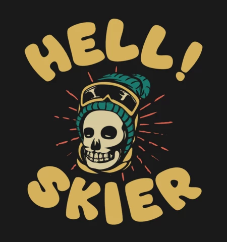 Hell Skier with Skull Vintage T-shirt Design Template