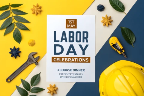 Labor Day Celebrations Flyer Template - Modern Design with Bold Graphics