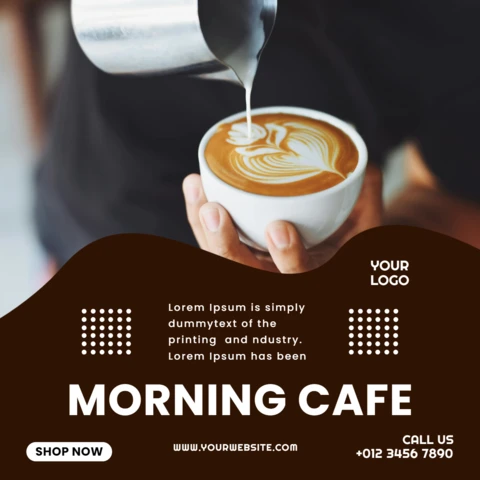 Morning Cafe Social Media Post Design Template