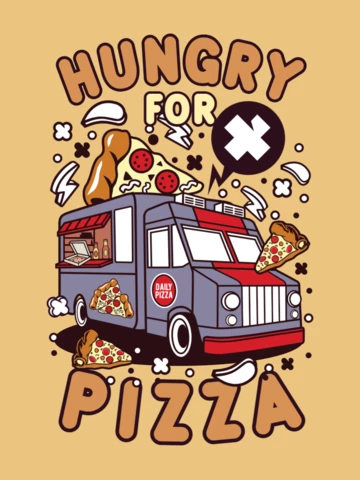 Affamato di modello di design della maglietta della pizza