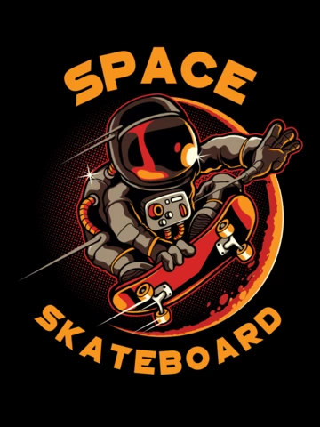 Space Skateboard With Astronaut T-shirt Design Template