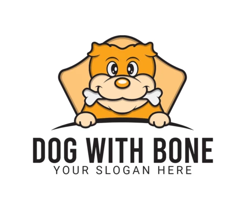 Modelo de design de logotipo de cachorro fofo com osso