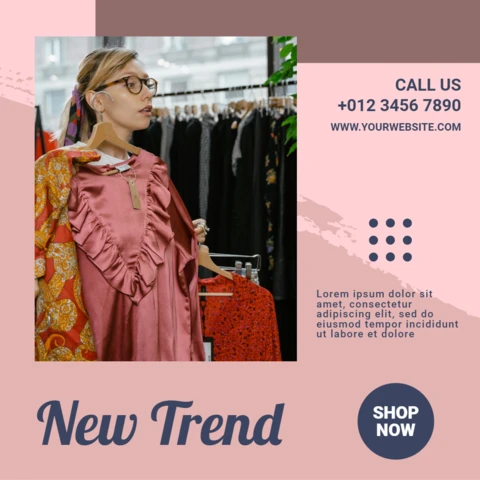 Pink Fashion Advertisement Instagram Post Design Template