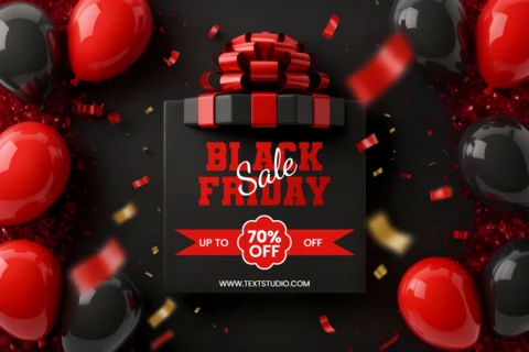 Modèle de vente du Black Friday avec un design de boîte cadeau pour des flyers promotionnels