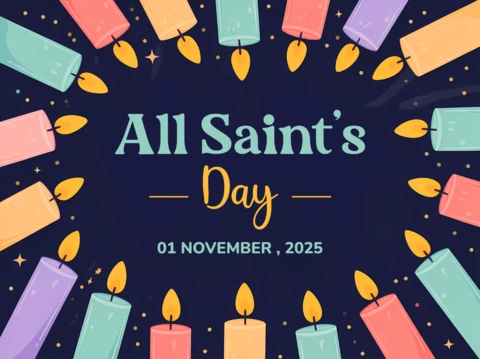 All Saints Day Candle Design Template for Festive Invitations