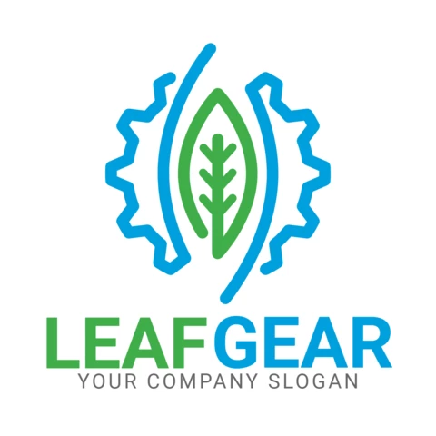 Modèle de conception de logo d'engrenage à feuilles