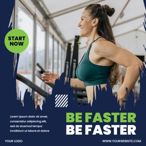 Modelo de design de post de instagram minimalista para academia Be faster gym
