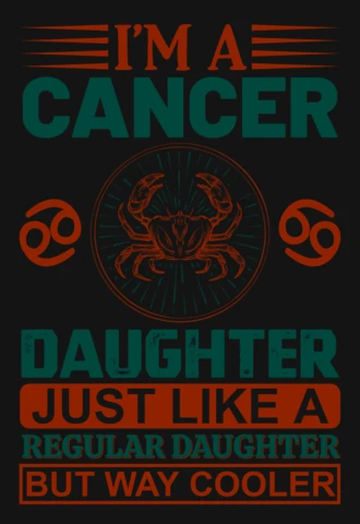 I'm A Cancer Daughter Zodiac Sign T-Shirt Design Template