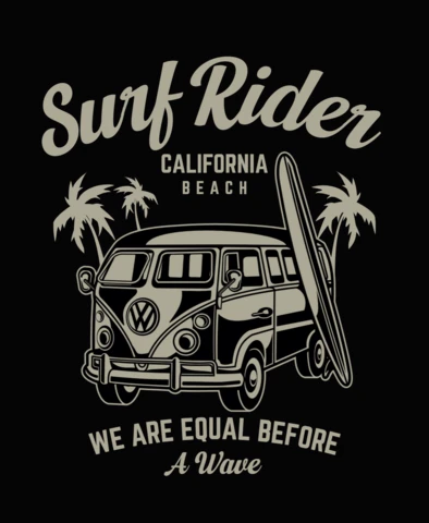 Surf Rider California Beach T-shirt Design Template