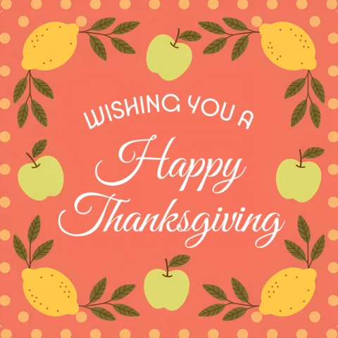 Thanksgiving Greeting Card Design Template with Fruits and Elegant Typography