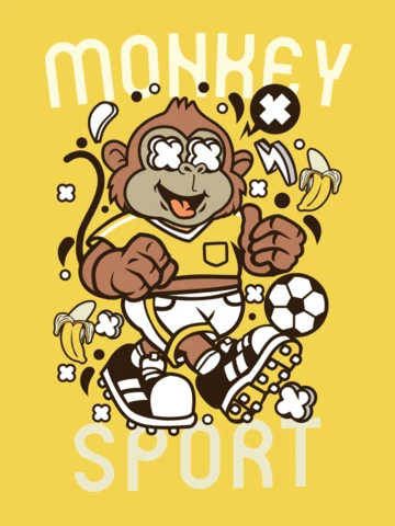 Monkey Sport Cartoon T-Shirt Design Template