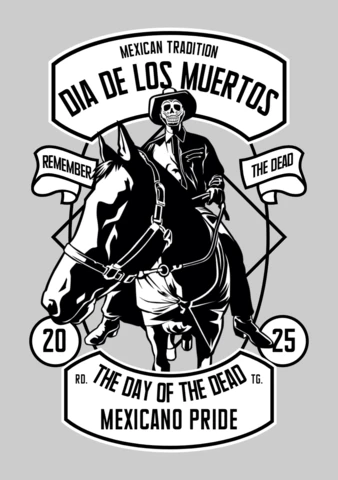 T-shirt Dia de los muertos avec tête de mort de cow-boy