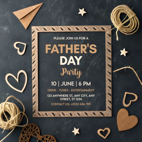Modèle de design d'invitation à une fête de la fête des pères rustique
