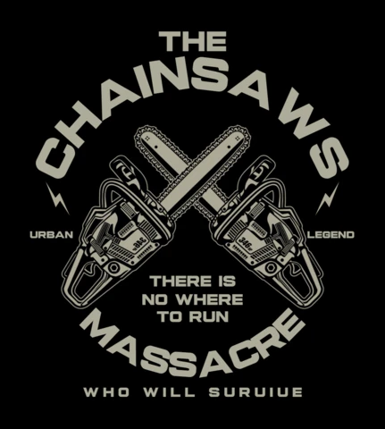 Modelo de design de camiseta sobre o massacre da motosserra