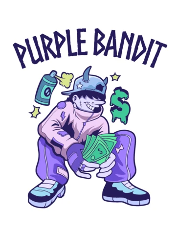 Urban Graffiti Style T-Shirt Design Template Featuring Purple Bandit Character