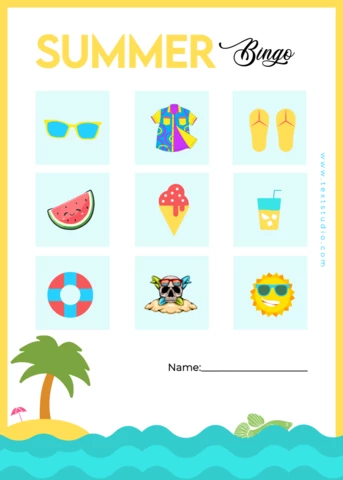 Summer Bingo Modern in Yellow And Blue Illustrative Style Template