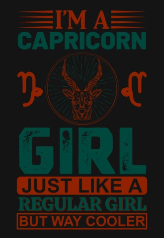 Modelo de design de camiseta do signo do zodíaco "I'm a capricorn girl" (Sou uma garota de capricórnio)