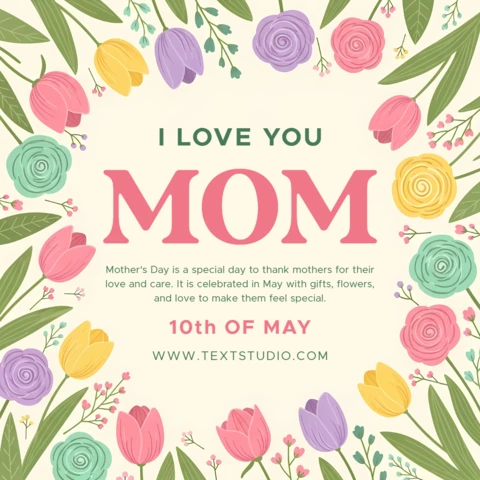 Cute Floral Mother’s Day Greeting Card Template