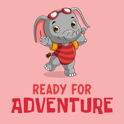 Summer Adventure Cute Elephant Design Template for Kids