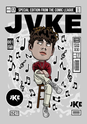 Jvke Music Cartoon Character Magazine Cover Design Template
