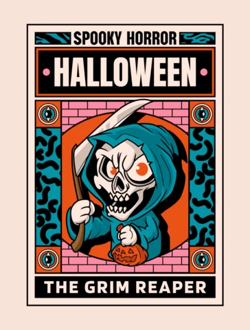 Halloween Grim Reaper Monster Poster Design Template