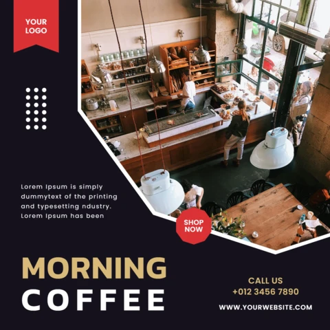 Modelo de design de post de mídia social minimalista para café da manhã
