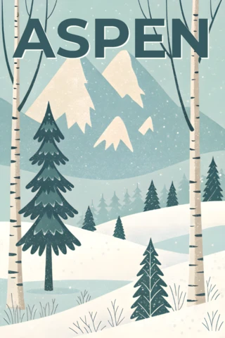 Winter Landscape Design Template for Aspen Themed Posters