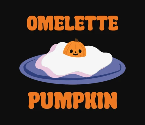 Cute Omelette Pumpkin T-Shirt Design Template