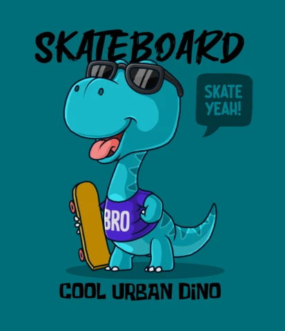 Cool Urban Dino Skateboard Design Template for Kids