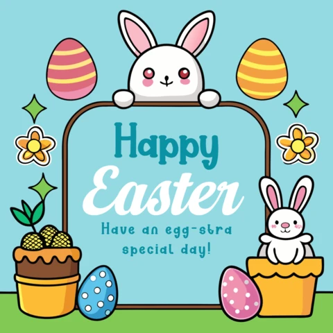 Feliz Pascua linda plantilla de diseño de dibujos animados para las celebraciones festivas