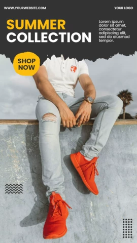 Sneakers summer collection sale banner social media story post design template