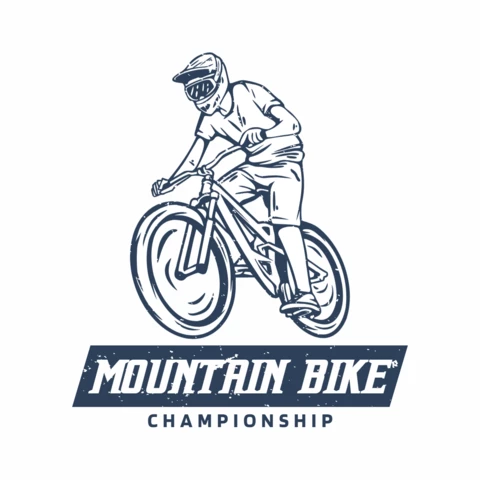 Modello di design per il campionato di mountain bike con logo per mountain biker