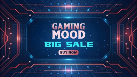 Gaming Mood Sale Design Template with Futuristic Spacecraft Elements