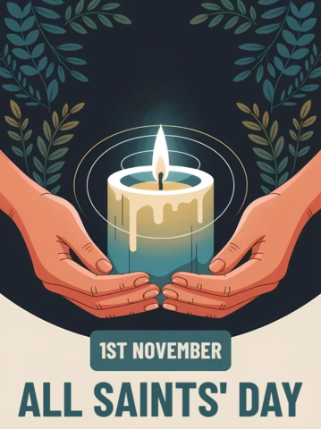 Editable Candle Design Template for All Saints' Day Greeting Card