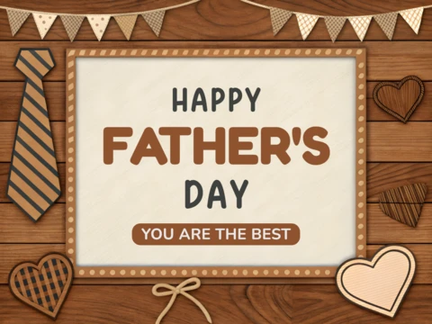 Rustic Wooden Father's Day Wishes Design Template with Heartfelt Messages