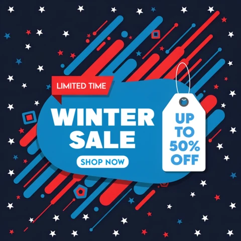 Winter Sale Promotional Template with Bold Graphic Design for Flyers