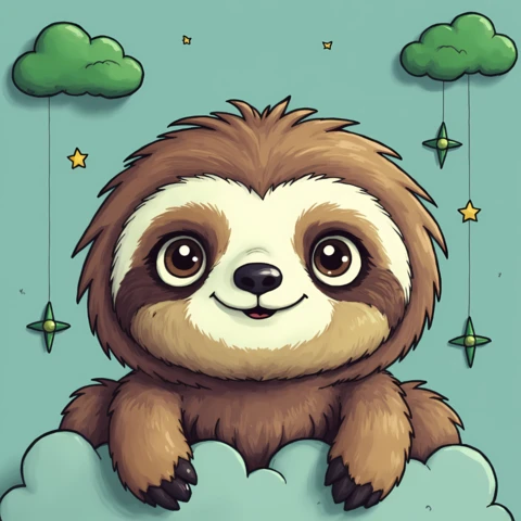 Uroczy szablon ilustracji leniwca do produktów i dekoracji dla dzieci