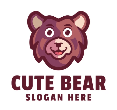 Modello di progettazione del logo dell'orso carino