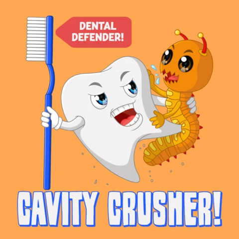 Funny Teeth Cartoon Design for Kids Dental Awareness Tempalte