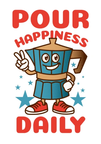 Design del caffè fantasioso per la felicità quotidiana
