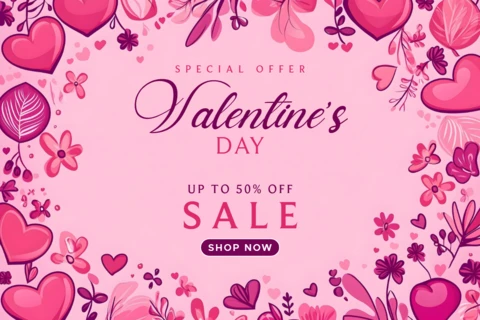 Conception d'un modèle de vente pour la Saint-Valentin - offre spéciale jusqu'à 50 % de réduction