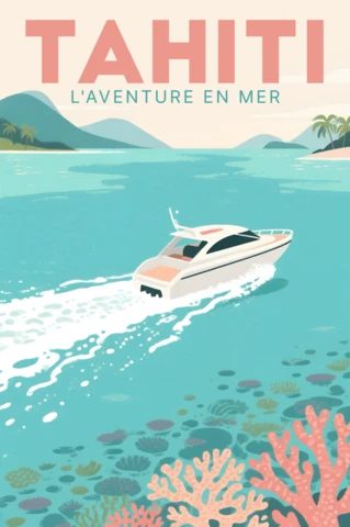 Plantilla de diseño de aventura en Tahití para folleto de viajes